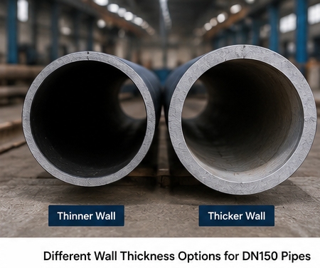 Different wall thickness options for DN150 ductile iron pipes.jpg Different wall thickness options for DN150 ductile iron pipes.jpg