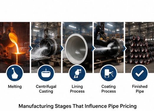 Manufacturing stages that influence ductile iron pipe pricing.jpg Manufacturing stages that influence ductile iron pipe pricing.jpg